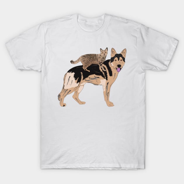 Cat and Dog T-Shirt by Deep075